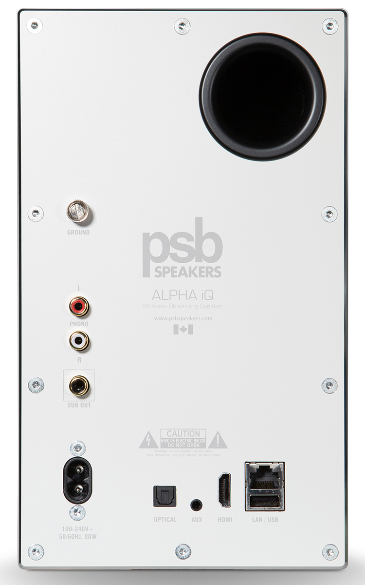 PSB Speakers Alpha iQ Streaming Powered Speaker with BluOS (White Finish) Rear View