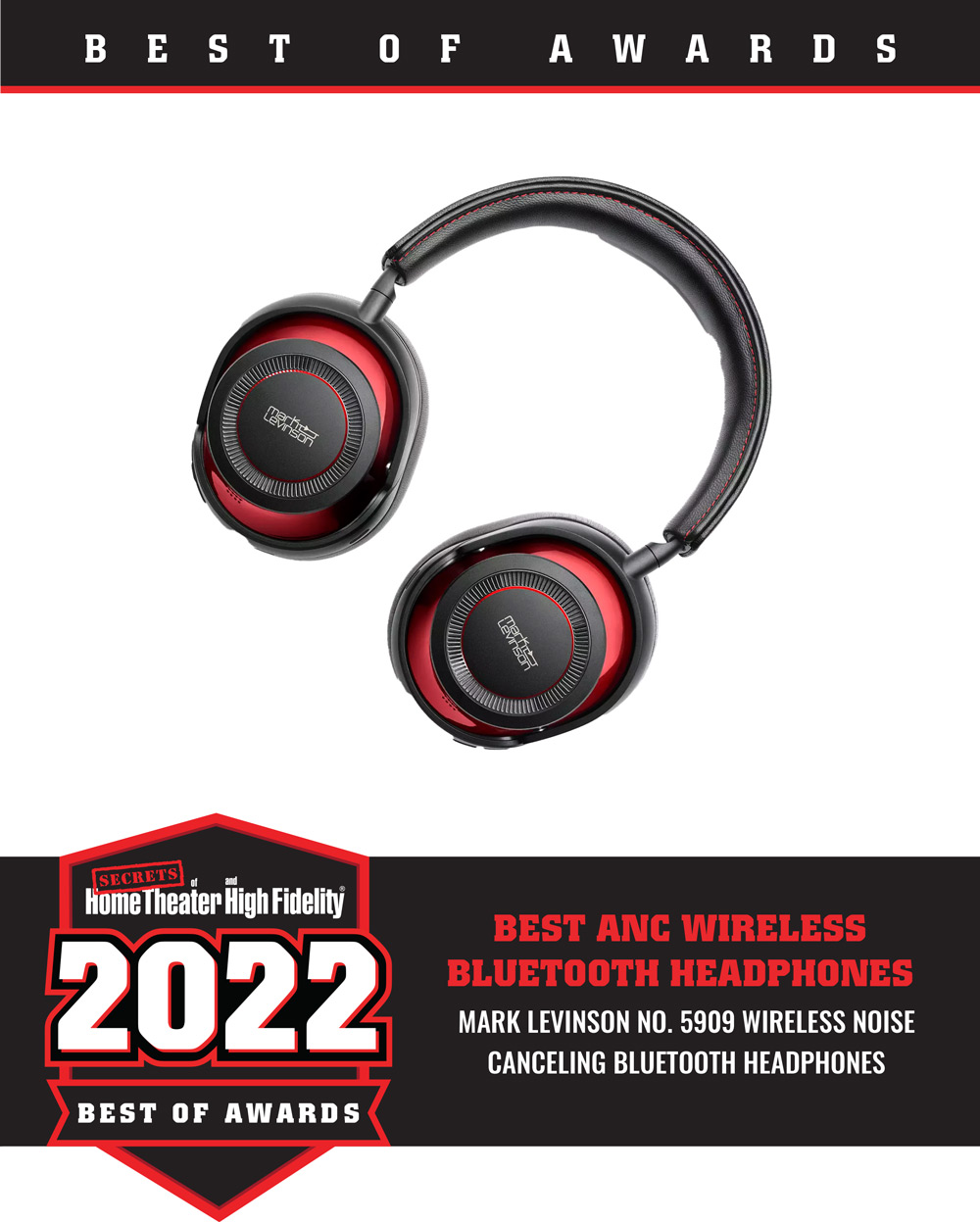 Mark Levinson No. 5909 Wireless Noise Canceling Bluetooth Headphones Best of 2022 Award