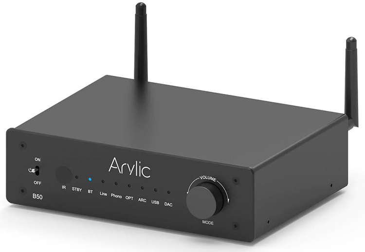 Arylic B50 Bluetooth Stereo Amplifier with Audio Transmitter Angle View