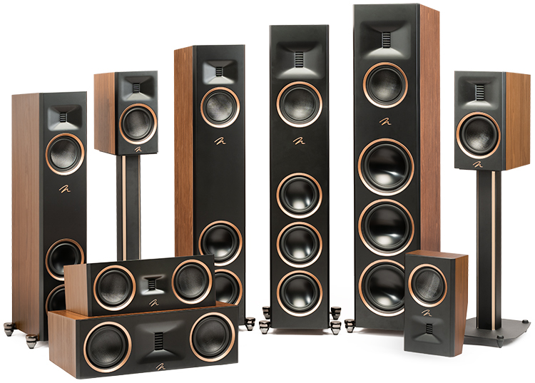 MartinLogan Motion and Motion XT Products Collection Lineup View (Walnut Finish)