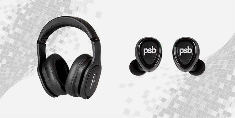 The new wireless PSB Speakers M4U 9 (left side) and M4U TWM (right side) headphones