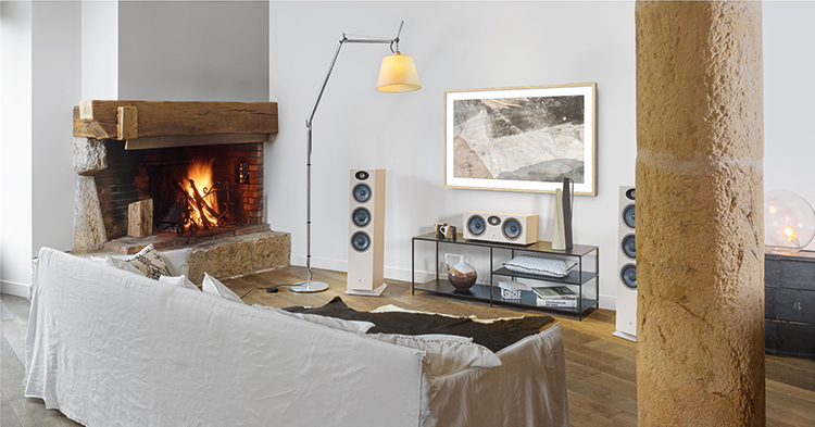 Focal Theva No3-D 3-way floorstanding loudspeaker, 2-way Theva Center speaker, and Theva Surround loudspeaker (Light Wood finishes)