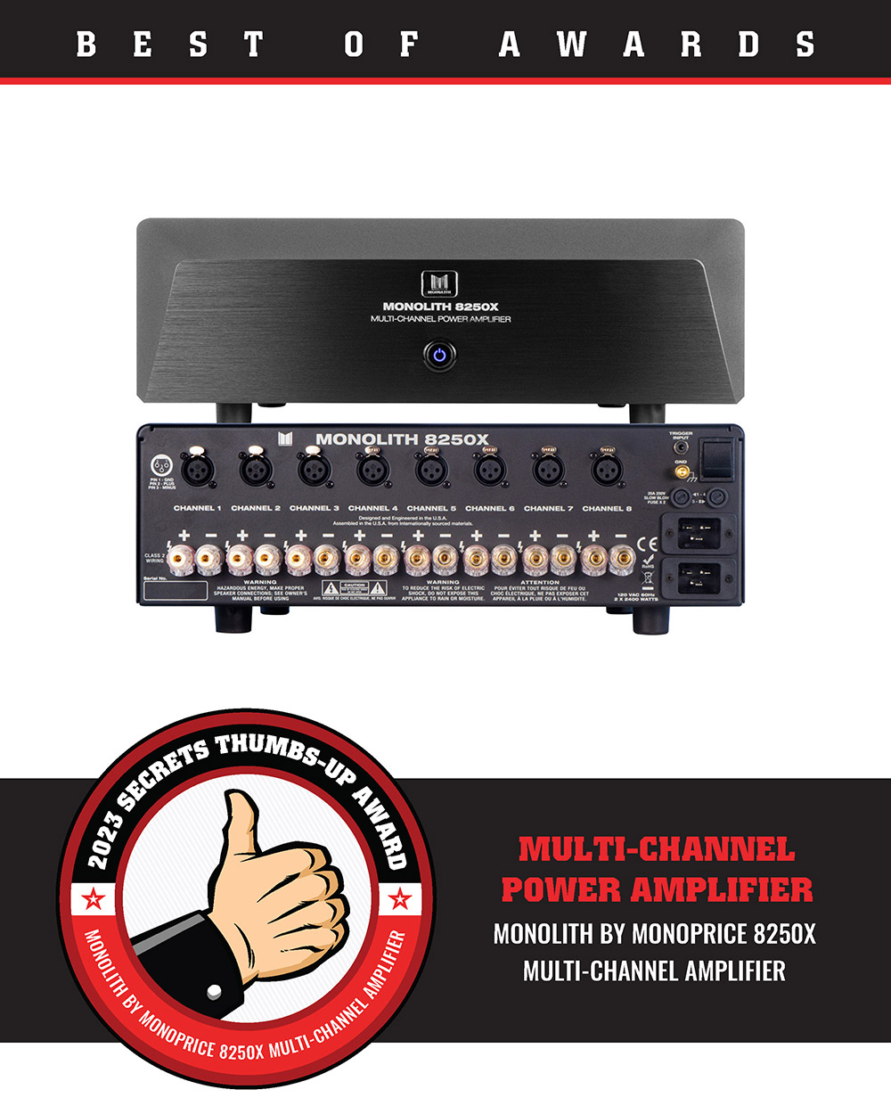 Monolith by Monoprice 8250X Multi-channel Amplifier